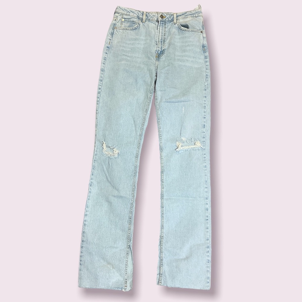 Zara High Waisted Slit Jeans